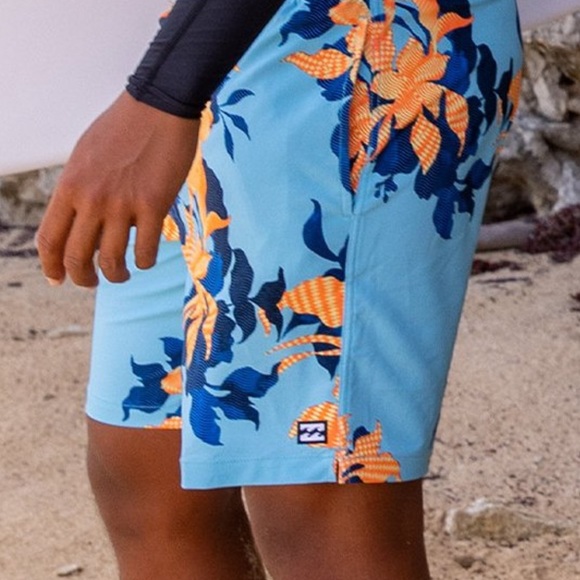 Billabong Neon Blue & Orange Floral Sundays Boardshorts Men’s Size XL (Recycled) - Picture 3 of 5